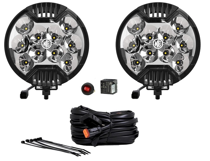 KC HiLiTES LED SlimLites 100 Black 6 Inch Long-Range Lights